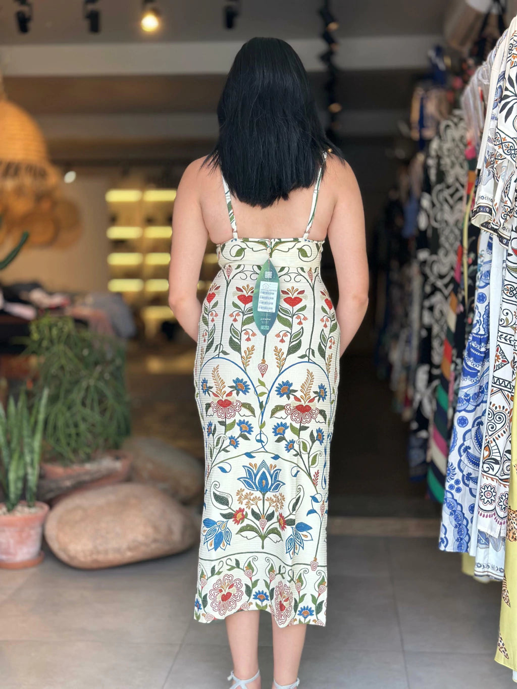 Vestido Alça Estampado Jardim Beleza