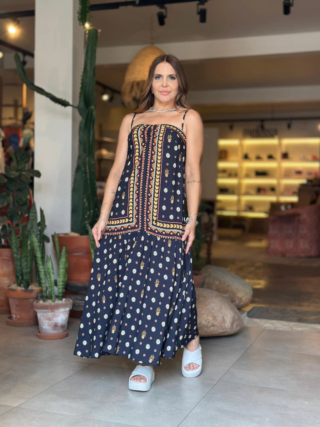 Vestido Longo Estampado Lenço Lili