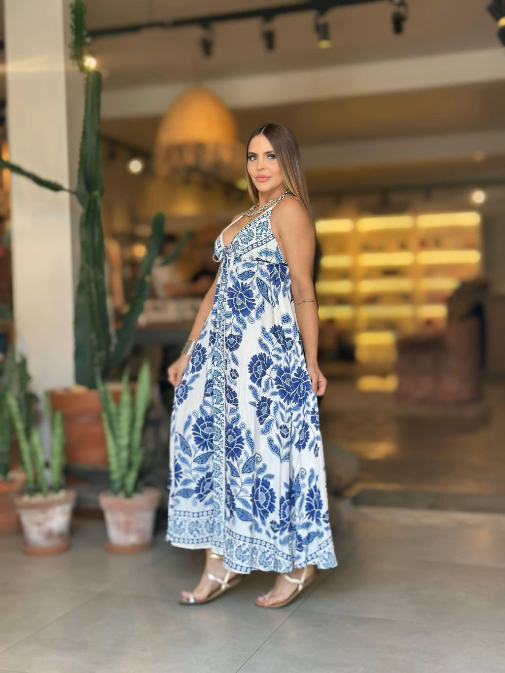 Vestido Longo Estampado Valentina