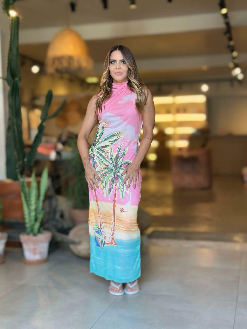 Vestido Tule Midi Coqueiro