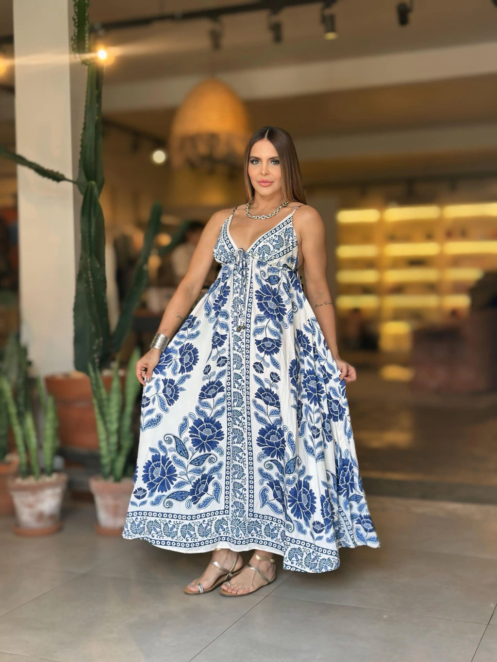 Vestido Longo Estampado Valentina