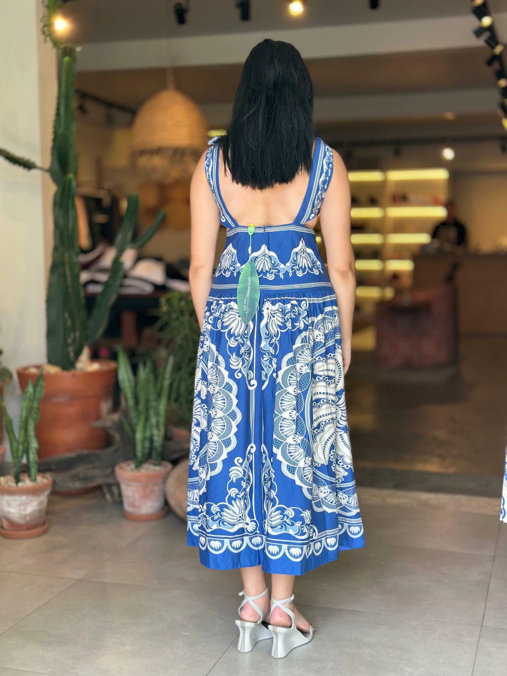 Vestido Cropped Lenço Estampado Jardim De Banana