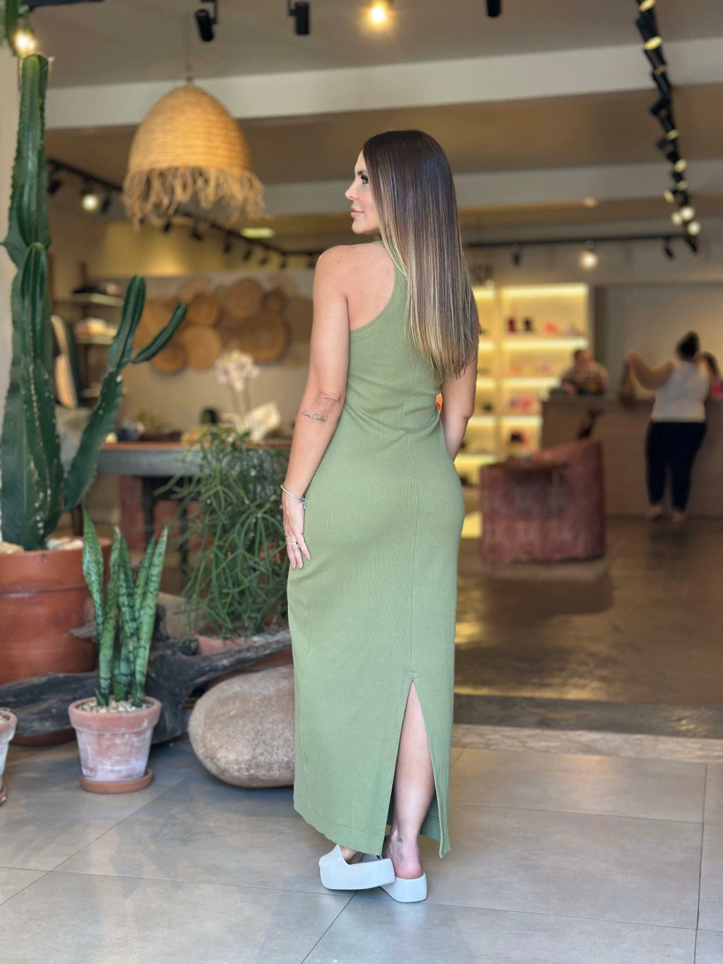 Vestido Midi Rib Cacho De Banana