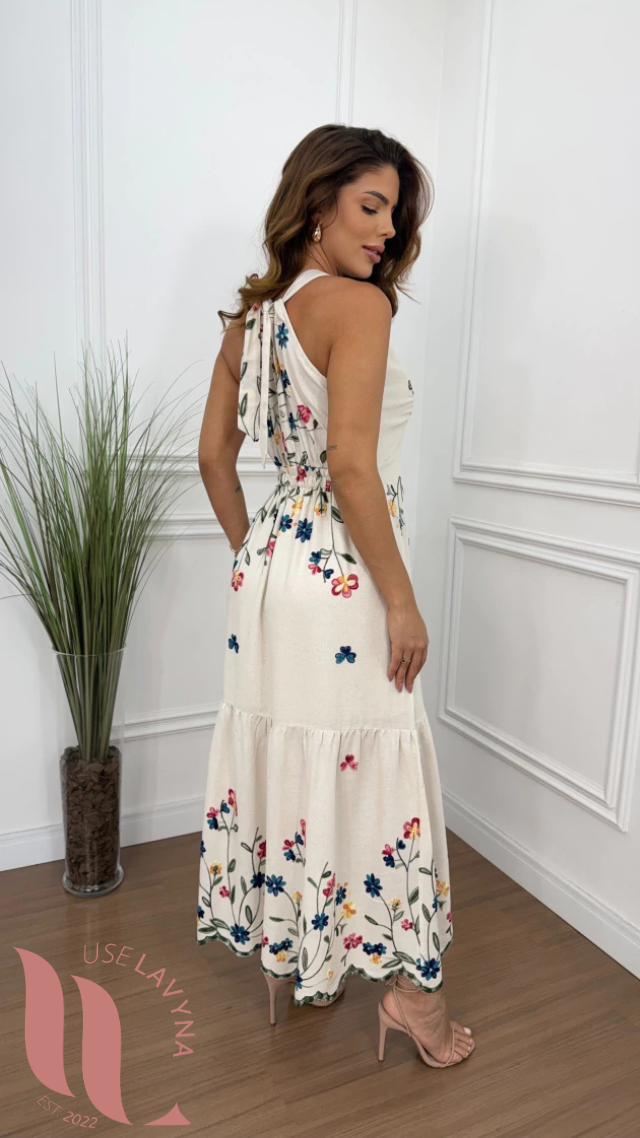 Vestido Linho Bordado Angelica – Use Lavyna