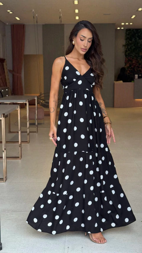 Vestido Longo Poá