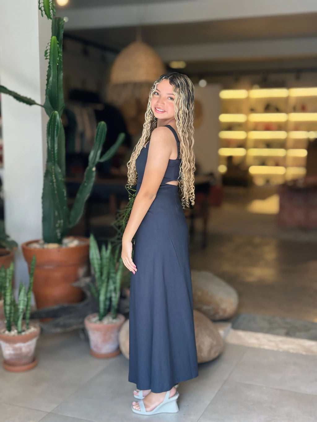 Vestido Midi Evasê Linho